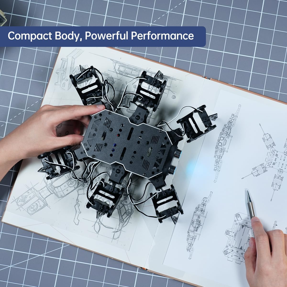 18DOF Hexapod Robot for Arduino Programming, Spider Walking Crawling Self-Balancing AI Vision Voice Control Obstacle Avoidance, STEM Education Open Source Robot with Tutorials, miniHexa Advanced Kit