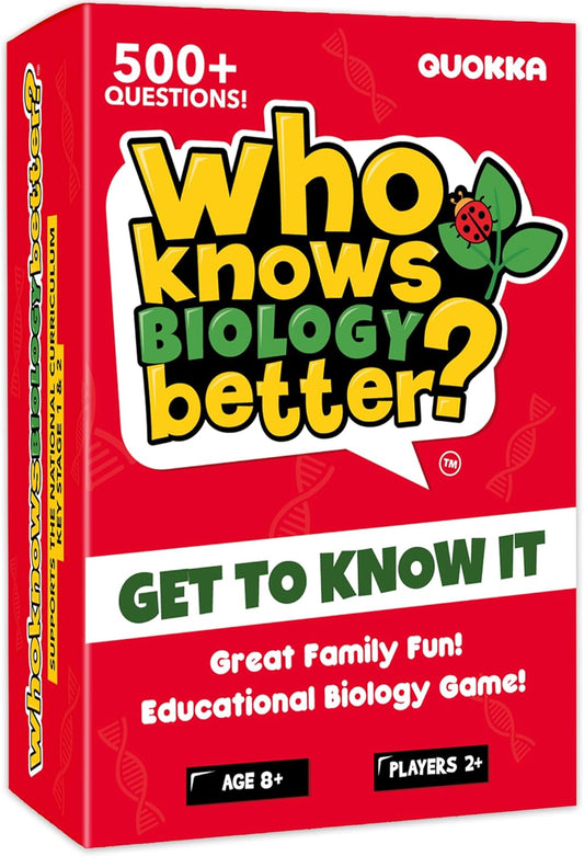 Board Games for Kids 8-12 and Family - Educational Trivia Card Game for Kids Age 8+ - Who Knows Biology Better? - 500+ Questions for Fun Learning and Family Game Night - Science Trivia for Children