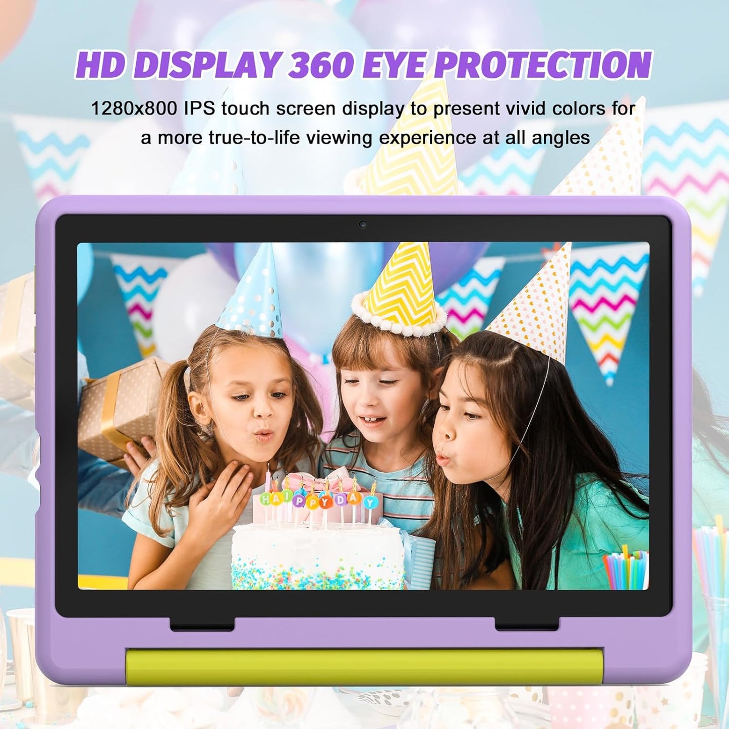 Kids Tablet, Android 14 Tablet for Kids 10 inch Octa-Core with Case, 64GB 1TB TF Card Expandable for Toddler Children, Parental Control, Dual Camera, WiFi,Gift