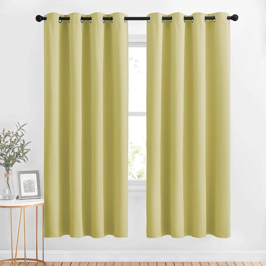 NICETOWN Room Darkening Window Curtains & Drapes 72" Long - Grommet Room Darkening Thermal Insulated Window Treatments Voice Reducing for Bedroom/Living Room (2 Panels, 46 x 72 Inch, Paler Yellow)