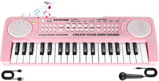 Kids Toddler Toy Piano Keyboard, 37 Key Pink Pianos for Kid Music Toys Instruments with Microphone for 3 4 5 6 7 8 Year Old Girl Boy Birthday/Christmas Day Gift