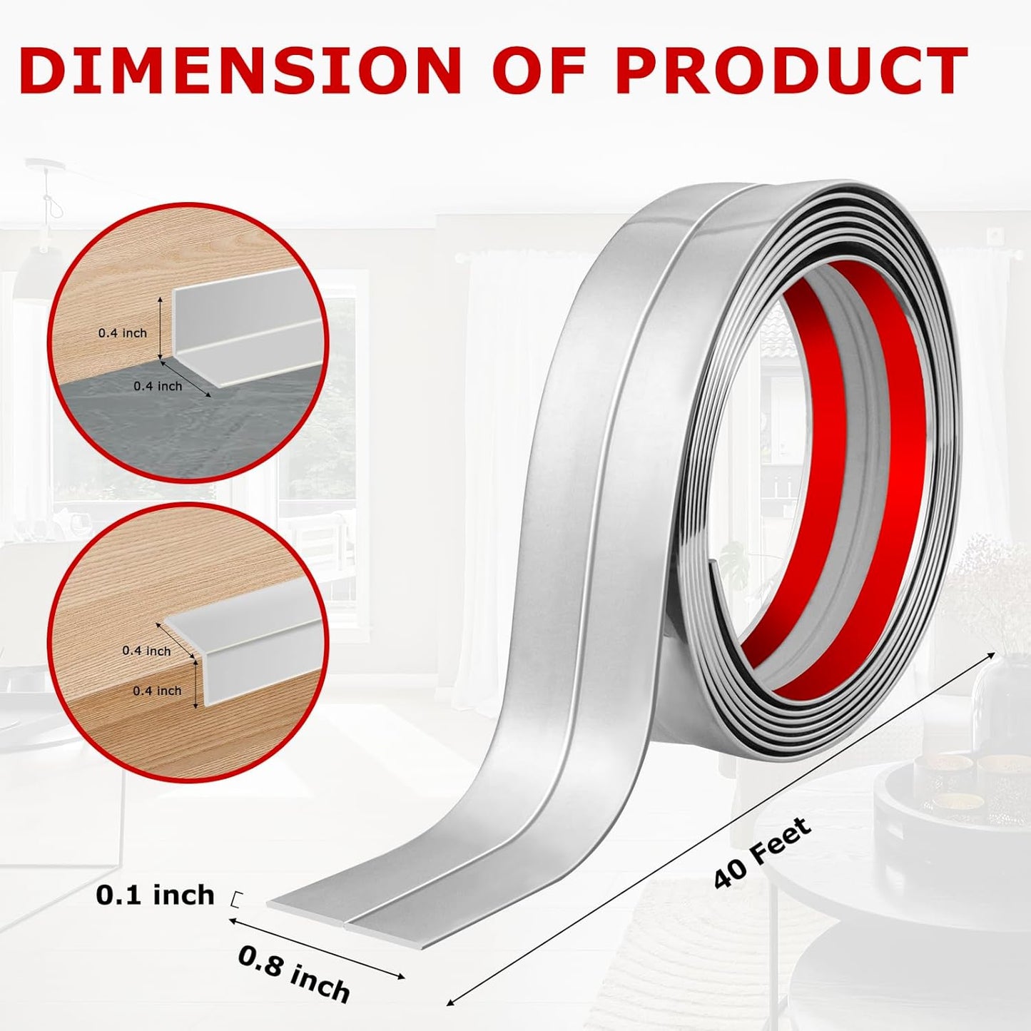 Flexible Wall Corner Protector Moulding Trim Peel and Stick Wall Corner Guards Edge Protector Self Adhesive Molding Trim Strip for Edge Ceiling (Silver, 0.8 in x 40 Ft)