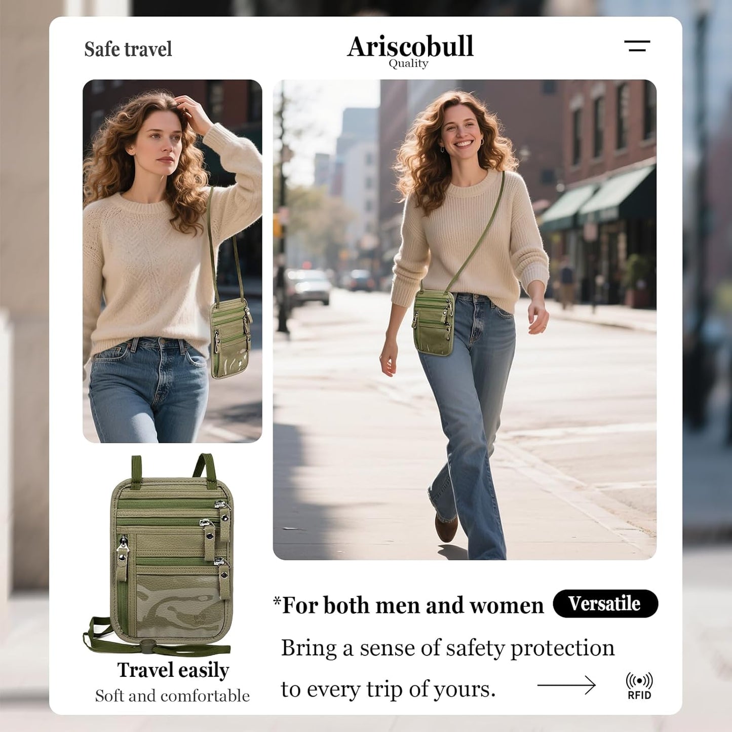 Neck Wallet - Rfid Wallet Women - passport holder for travel - Travel Wallet Passport Holder For Travel Women - 10.3x6.8inch (Sapphire Green)