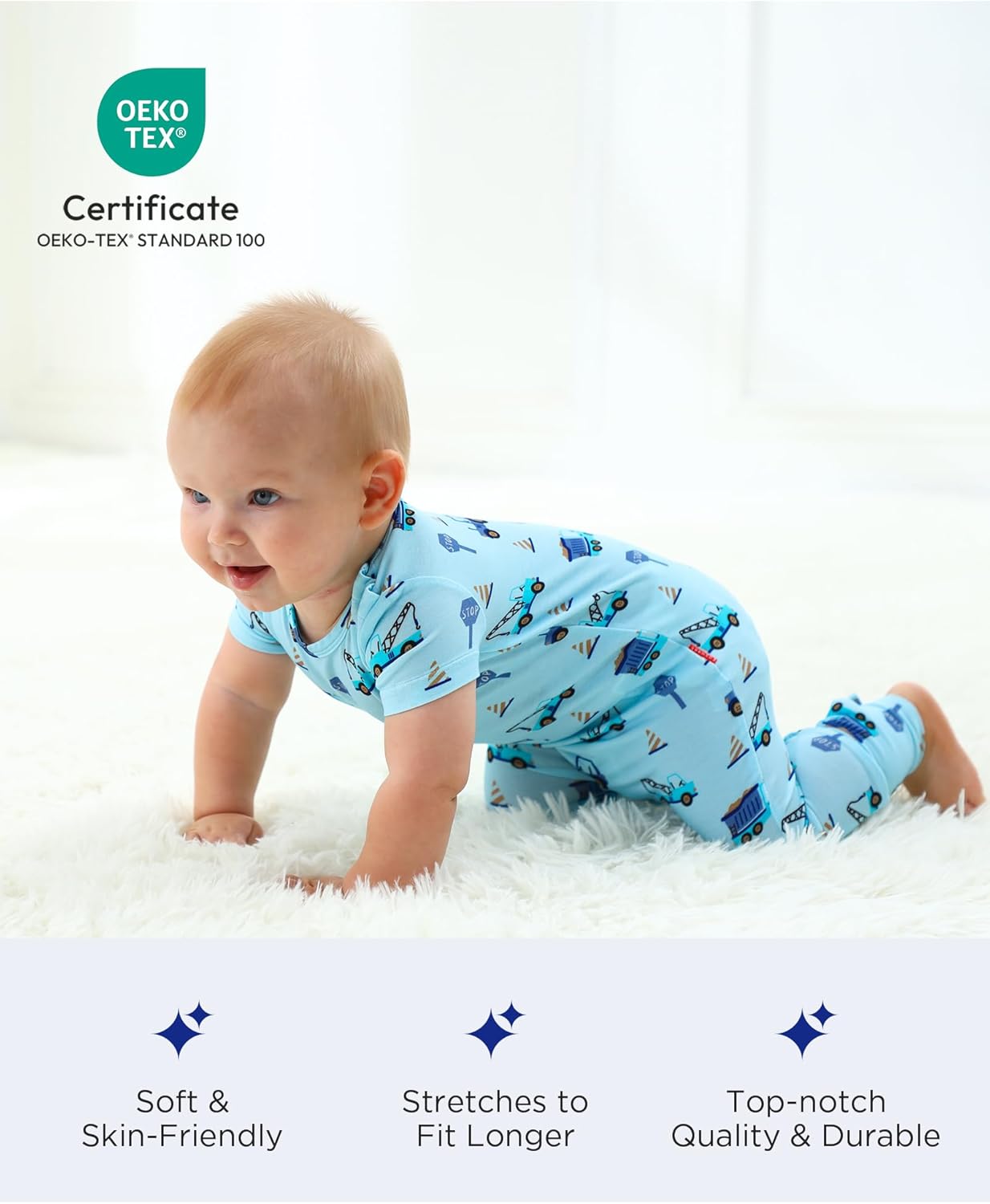 Bamboo Viscose Baby Boy Romper Short Sleeve Long Leg Jumpsuit Summer Outfit