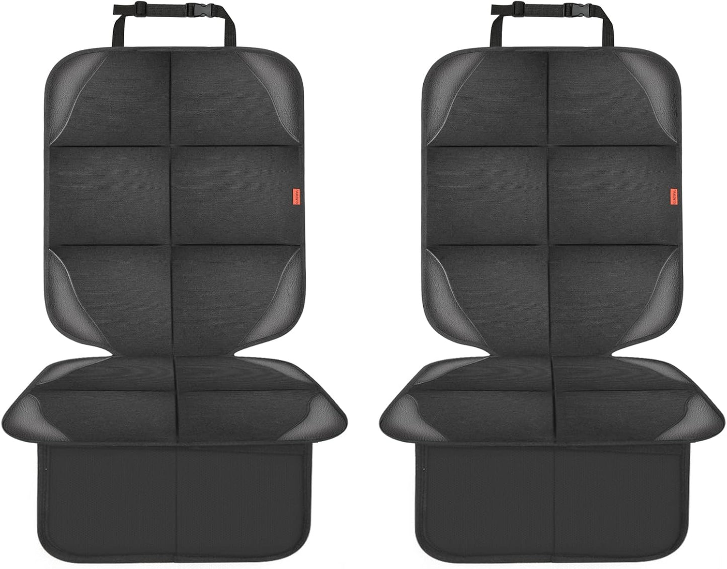 Car Seat Protector,2 Pack car seat Cushion for Child,Waterproof Fabric Car Seat Cover with Non-Slip Bottom and 2 Large Mesh Pockets for SUV, Sedan, Trunk(Black)