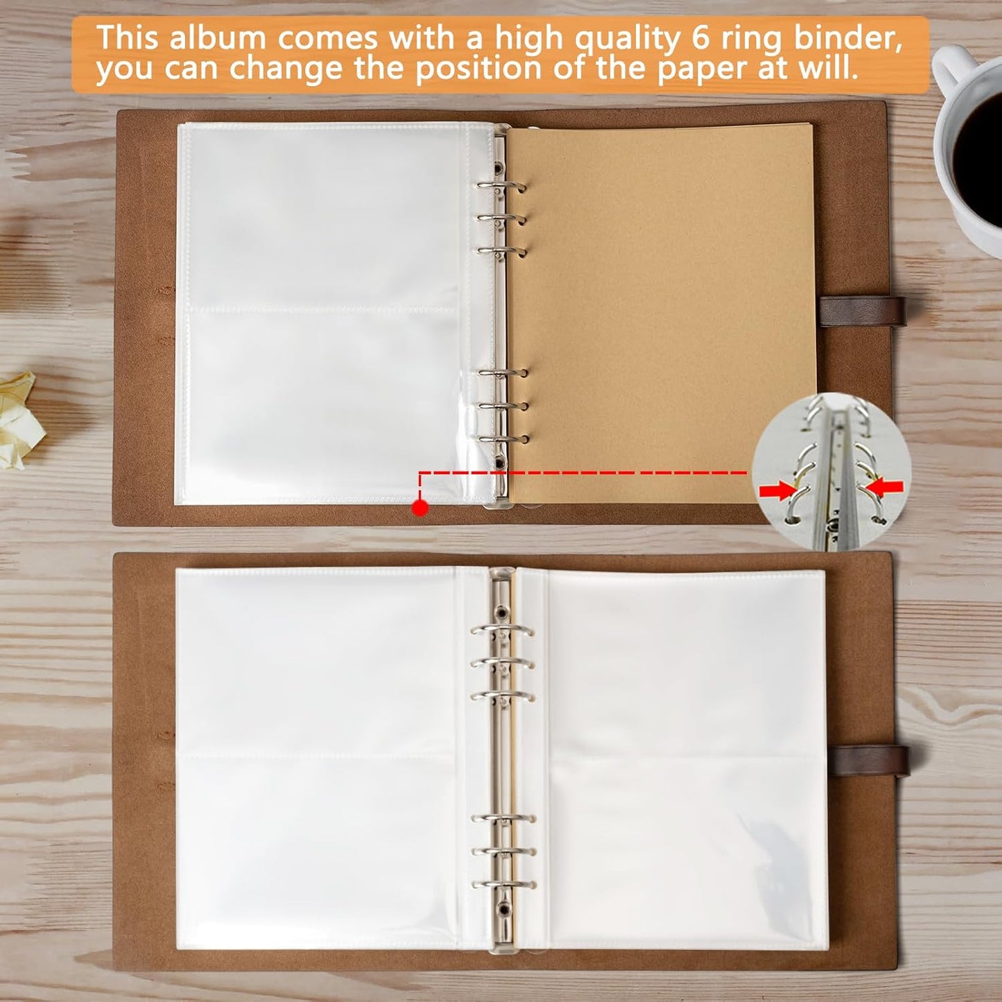 Photo Album 4x6 200 Photos, Genuine Leather Photo Albums with Writing Space with 30 Writing Paper, Travel Family Wedding Kids Graduation Ultrasound Baby Picture Album Scrapbook Photo Album（LOVE）