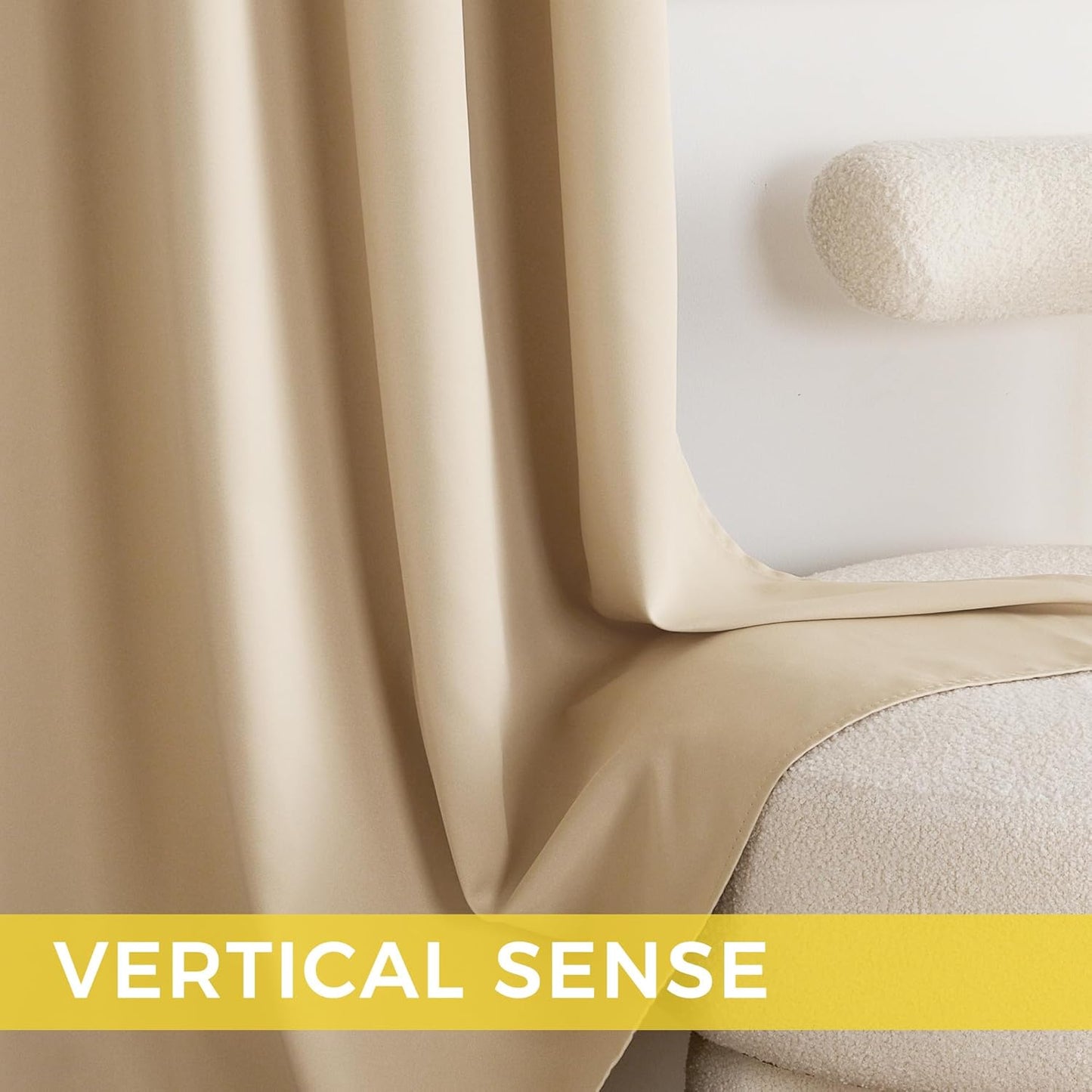 NICETOWN Beige Room Darkening Curtains 63 Inches Long 2 Panels for Living Room, Bedroom, Nursery Summer Thermal Insulated Blackout Drapes Grommet Noise Reducing Window Curtains, W40