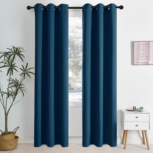 NICETOWN Morrocan Blue Room Darkening Curtains 84 Inches Long 2 Panels for Living Room, Bedroom, Nursery Summer Thermal Insulated Blackout Drapes Grommet Noise Reducing Window Curtains, W40