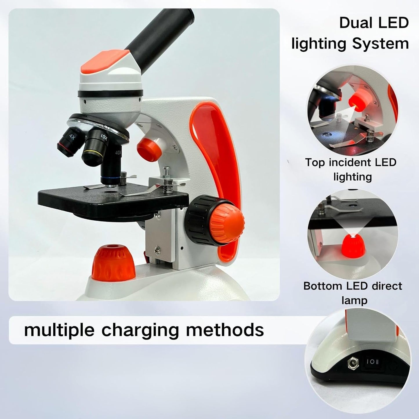 Mental Compound Microscope for Kids Students Adults,40X-2000X, Experience Kits for Home Education,School Laboratory with Phone Adapter