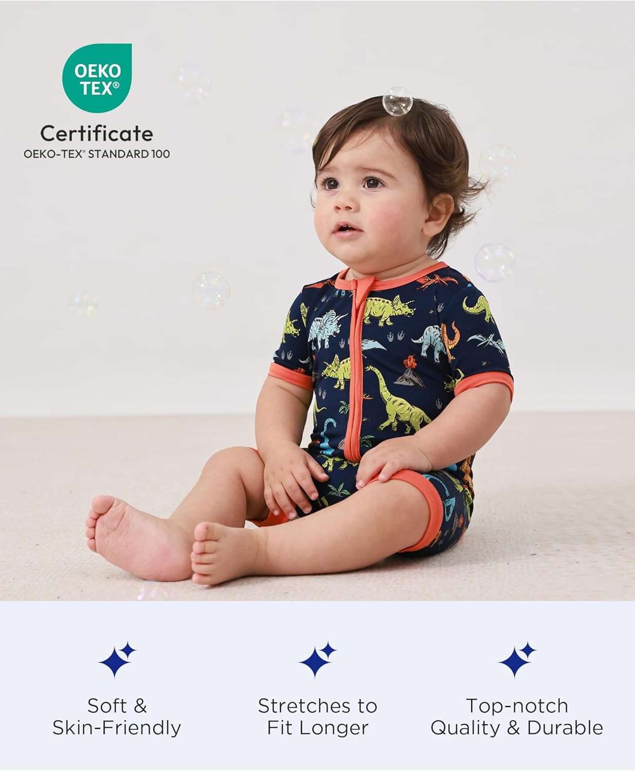 Baby Boys Bamboo Viscose Short Sleeve Romper Soft Comfy Infant Summer Jumpsuit