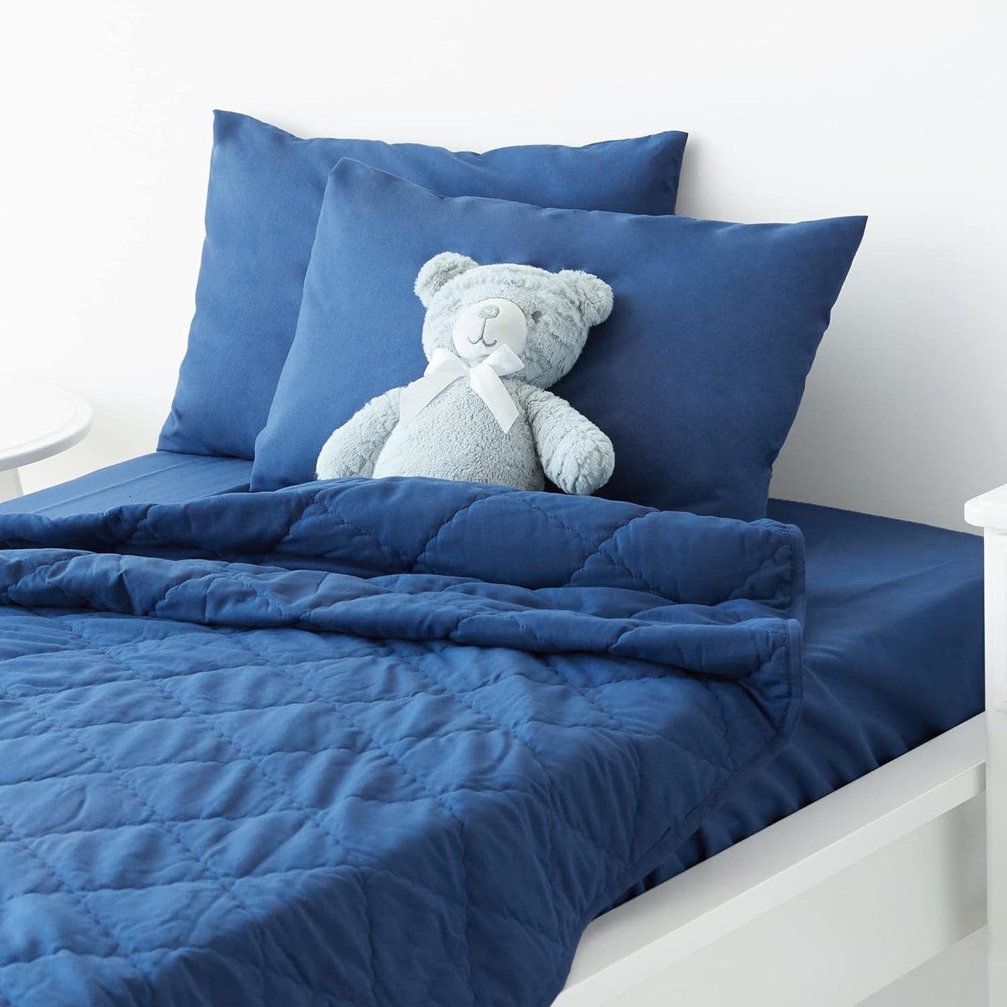 TILLYOU Toddler Pillowcase 2 Pack with Envelope Closure,13" x 18" Silky Soft Microfiber Travel Kids Pillowcase for Boys and Girls,Navy