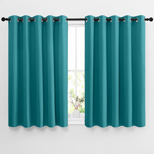 NICETOWN Blackout Curtains 54 inch Length for Bedroom - Grommet Thermal Insulated Extra Wide Window Curtains for Kids Room/Home Office, Peacock Teal, W66 x L54, Set of 2