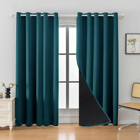Anytime 100% Blackout Curtain Set, Thermal Insulated & Energy Efficiency Window Draperies for Guest Room, Full Shading Panels for Shift Worker and Light Sleepers（Greyish Blue, 2 Panels, 70W x 84L）