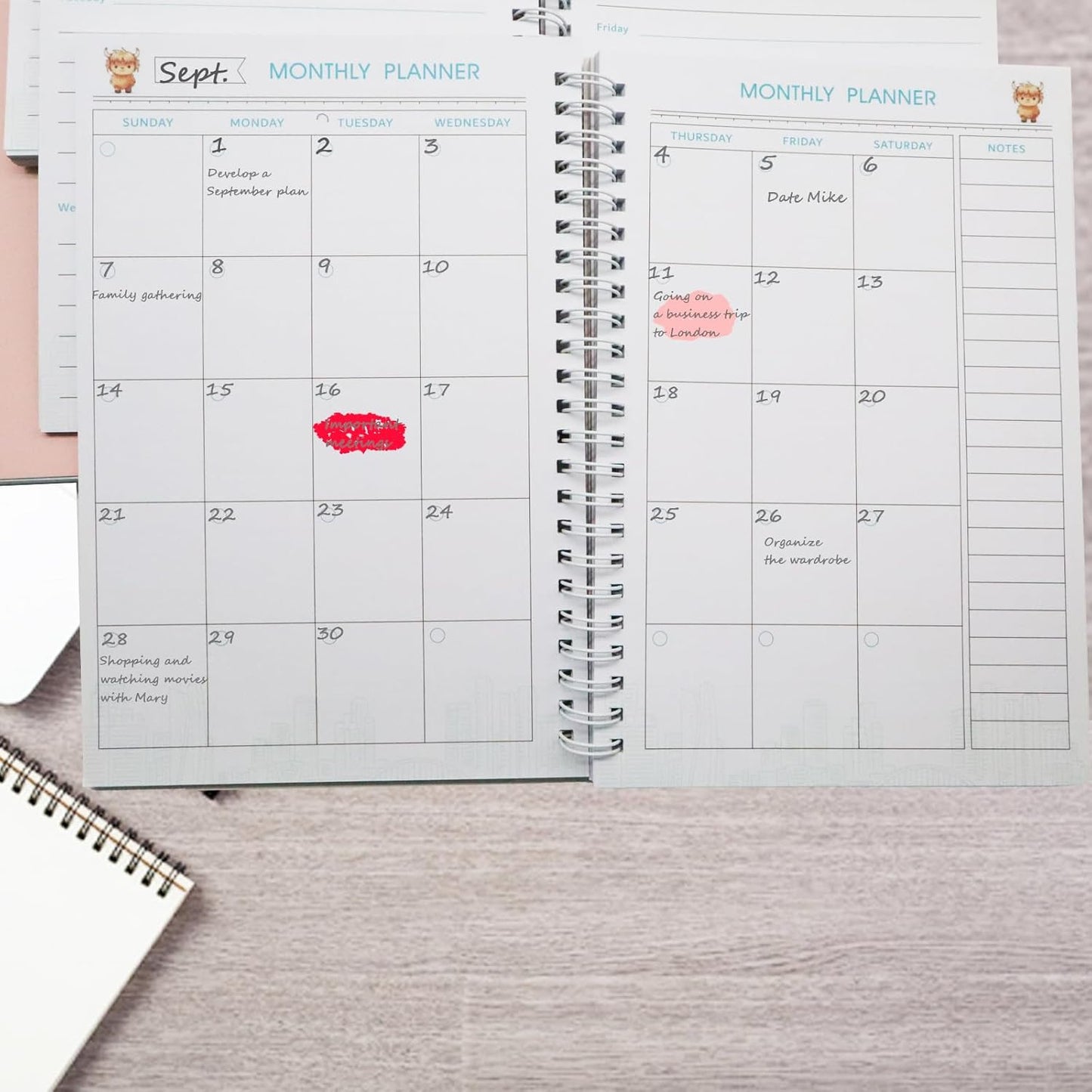 LEMEDE No Waste 12 Months Undated Planner Weekly and Monthly Planner, Weekly To Do List Notepad with Storage Pocket, A5 Undated Planners for Women & Men, Home Office Desk Accessories and Supplies