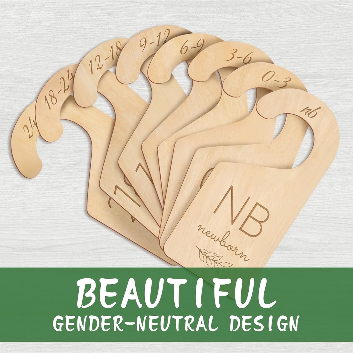 Wooden Baby Closet Dividers - 8 Pcs Double-Sided Design for Newborn Nursery Room Wardrobe Storage by Months Size - Perfect Toddler Clothes Organizer