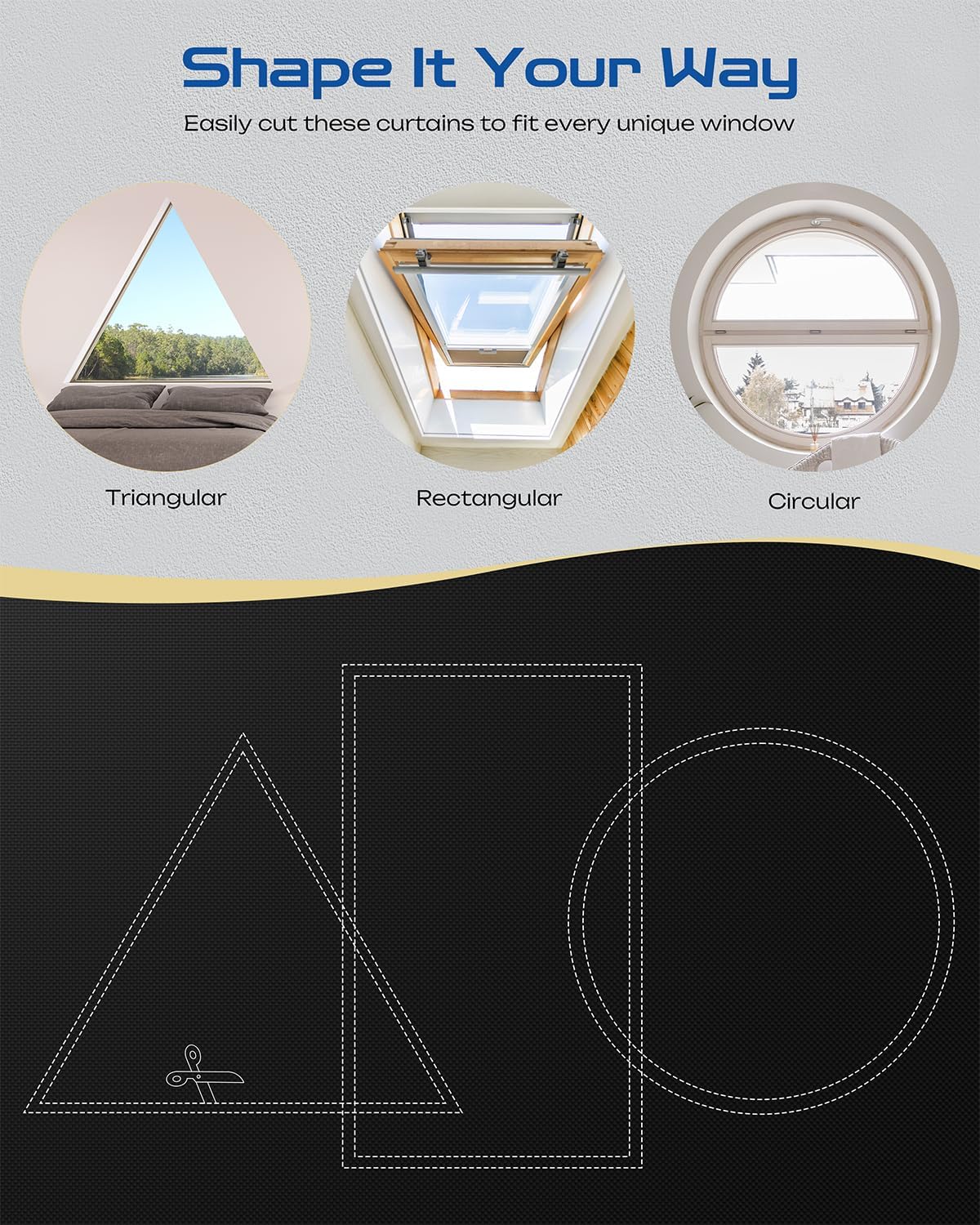 25" W x 36" L 100% Portable Blackout Curtains, Total Darkness No-Drill Black Out Window Cover,Temporary Blackout Shades with Hook & Loop Tape, for Bedroom, Nursery, Dorm, Travel (Black)