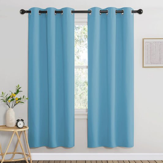 NICETOWN Window Curtains 72 inches Long, Thermal Insulated Grommet Room Darkening Window Treatments for Bedroom/Living Room, Teal Blue, Set of 2, W37 x L72