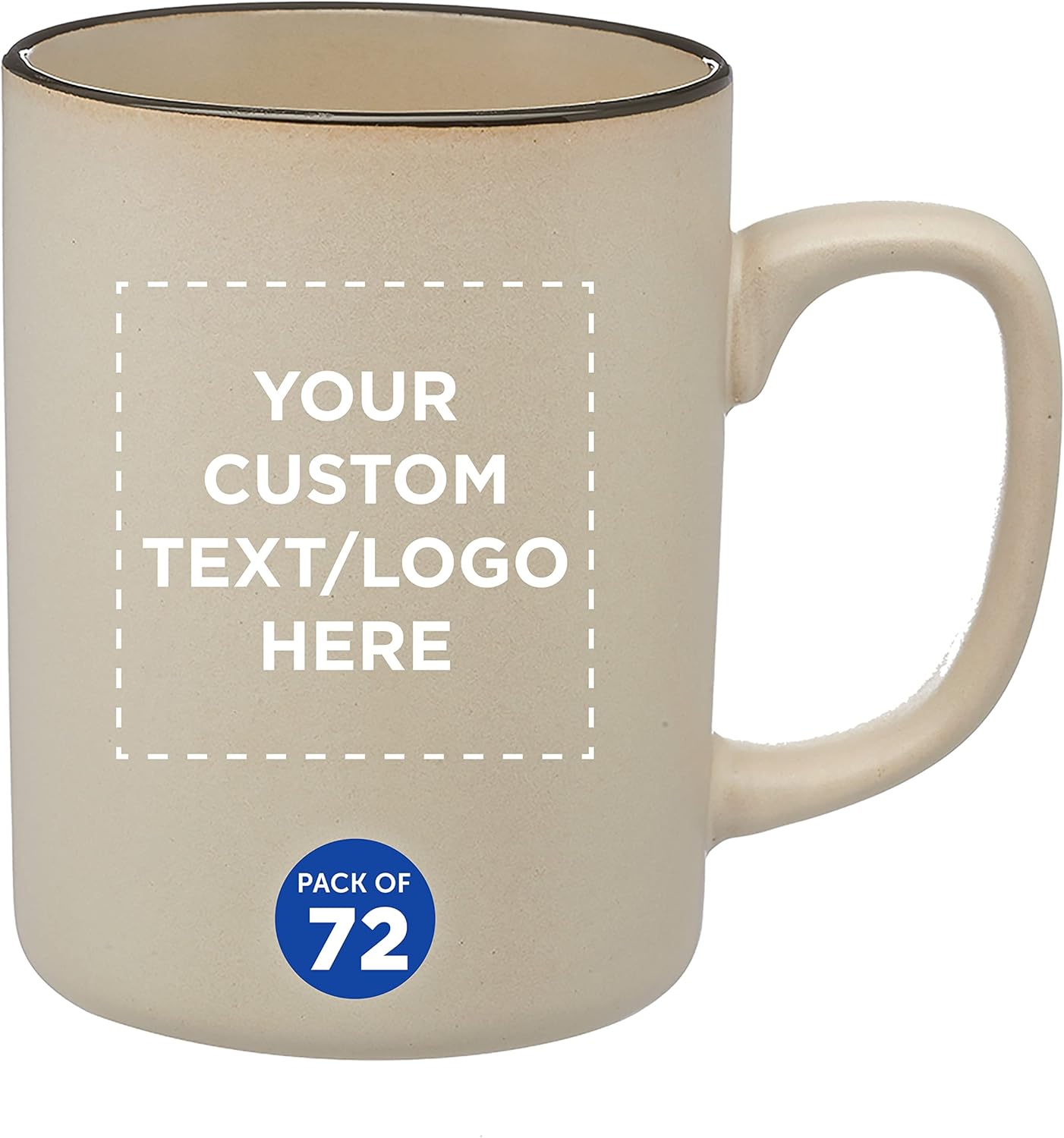 Custom El Grande Matte Ceramic Mugs 20 oz. Set of 72, Personalized Bulk Pack - Perfect for Tea, Espresso, Cappuccino, Hot Cocoa - Beige