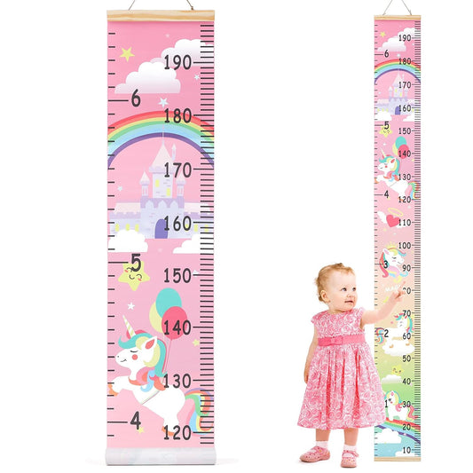 Kids Growth Chart Height Measuring Chart, Unicorn Canvas Wall Hanging Rulers for Baby Children Girls Bedroom Decor 74.8''* 7.87''
