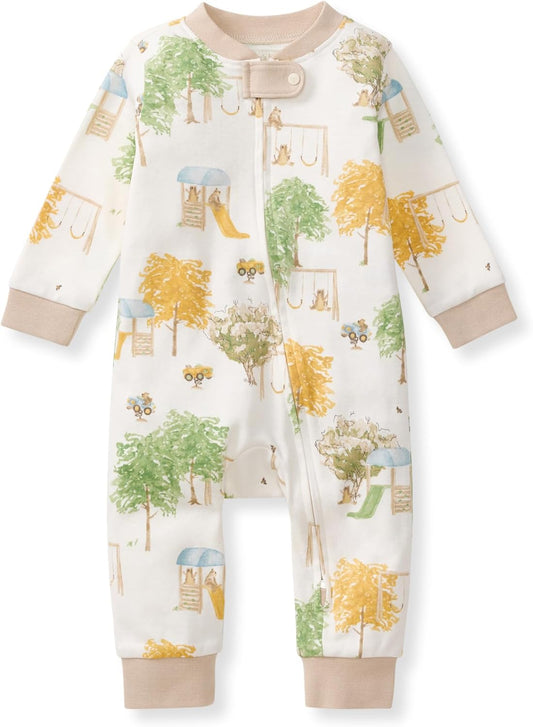 Burt's Bees Baby baby-boys Sleep and Play Pjs, 100% Organic Cotton One-piece Zip Front Footless Romper Jumpsuit Pajamas