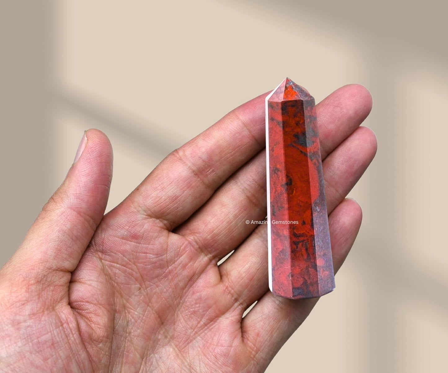 Amazing Gemstone Red Jasper Hematite Crystal Towers - Natural Healing Crystal Point Obelisk for Reiki Healing and Crystal Grid (2 Inch to 3 Inch)