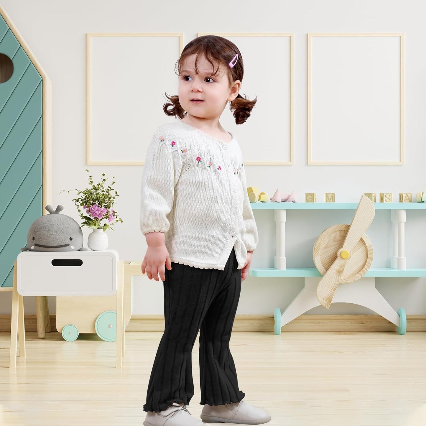 Neutocd Baby Girl Flare Pants Toddler Bell Bottoms Leggings Infant Stretchy Soft Trousers Solid Elastic Waist Pants