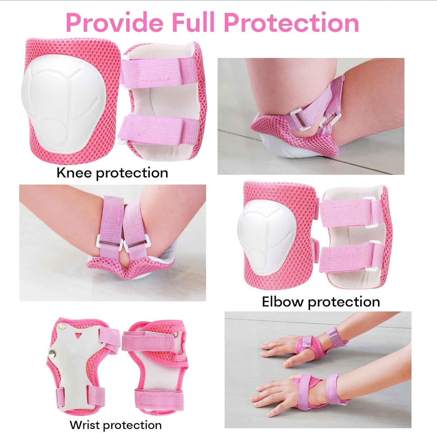 KAMUGO Kids Bike Helmet, Toddler Helmet for Ages 2-8 Boys Girls with Sports Protective Gear Set Knee Elbow Wrist Pads for Skateboard Cycling Scooter Rollerblading