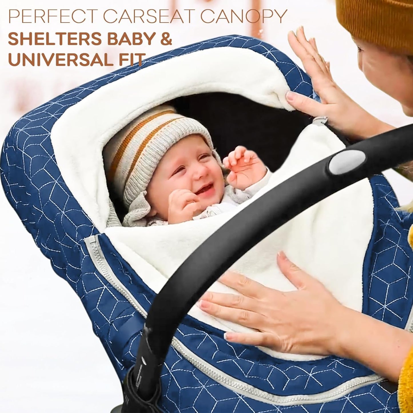 Yoofoss Baby Car Seat Cover - Winter Carseat Canopy Protects Baby from Cold Wind, Super Warm Plush Fleece Carrier Cover for Infant Boys & Girls (Blue)