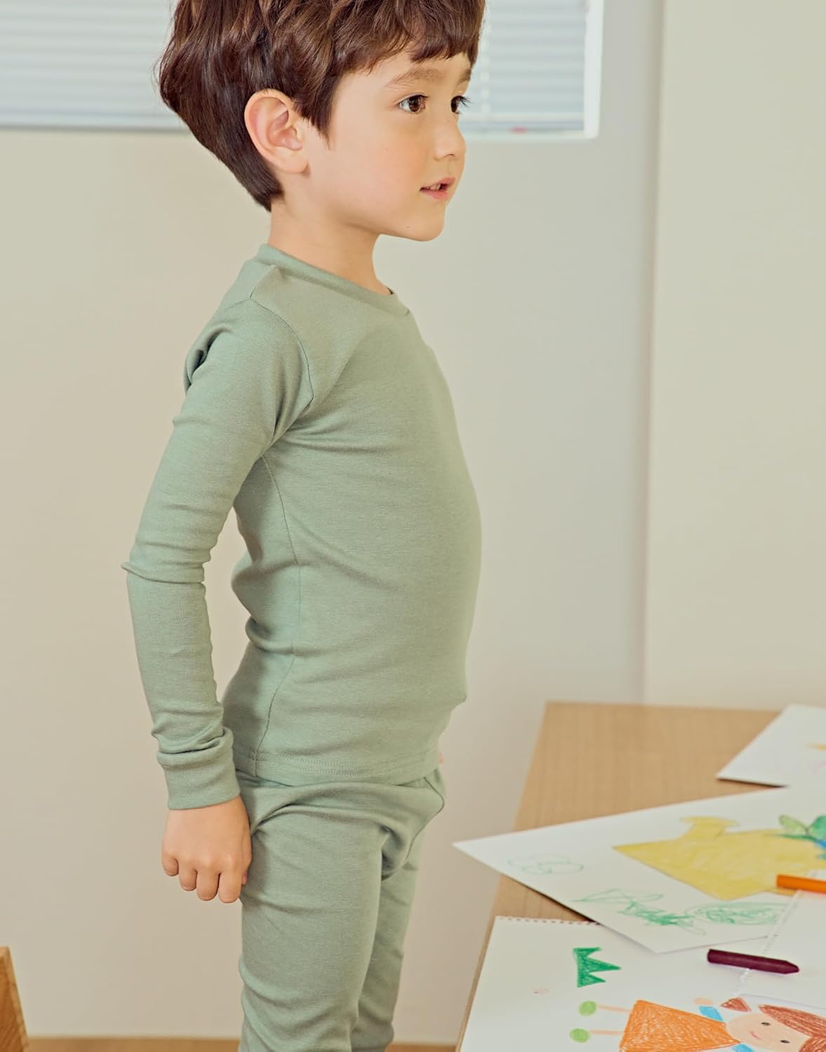 moimoln 6M-8Y Modal Cotton Solid Soft Breathable Baby Toddler Boys Girls Snug fit Pjs Long Sleeve Pajamas Set Sleepwear Daily