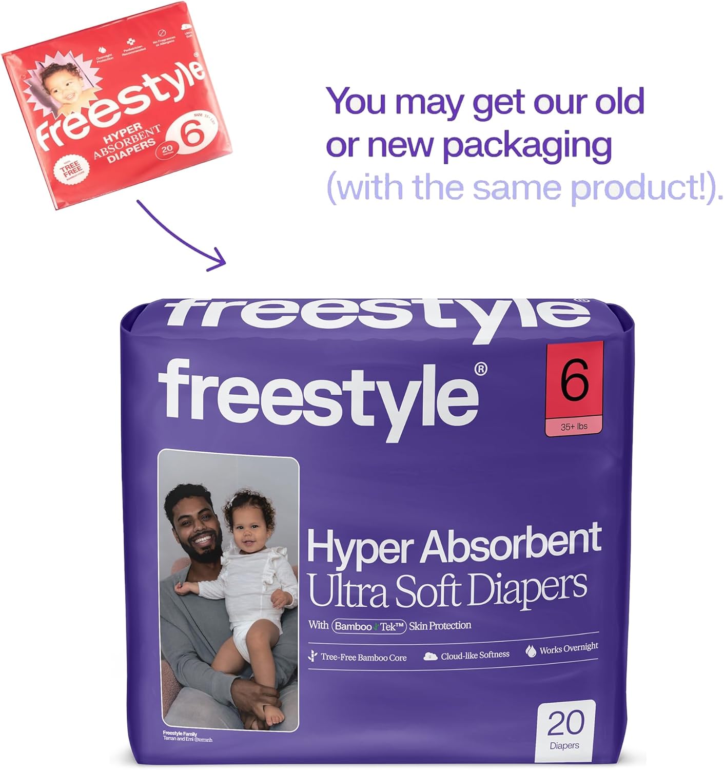 Freestyle Diapers – (Size 6) Hyper Absorbent & Non-Toxic – Disposable Diapers for Sensitive Skin – Ultra Soft Diapers (35+ lbs) – 120 Count