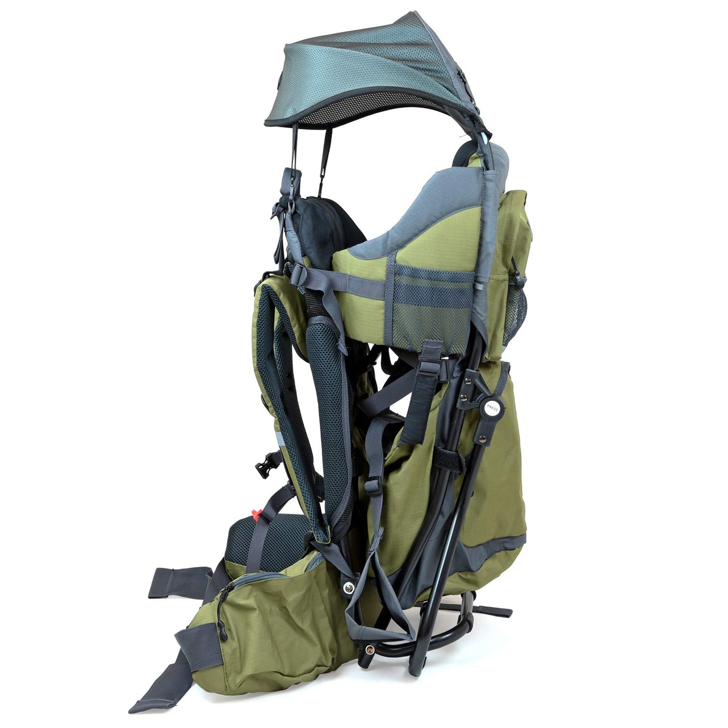 ClevrPlus Canyonero Camping Baby Backpack Hiking Kid Toddler Child Carrier with Stand and Sun Shade Visor, Army Green