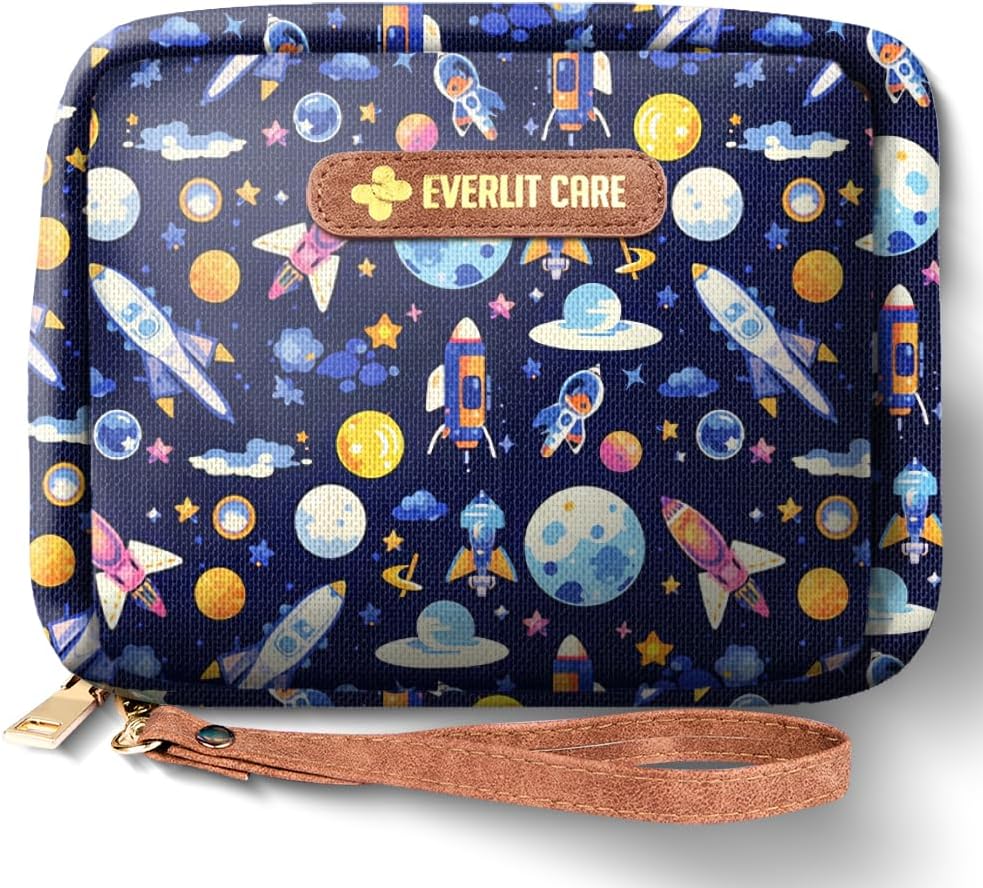 EVERLIT Care Rescue Pack | Family-Friendly First Aid Kit for Kids with 200 Pcs Medical Supplies | Travel-Friendly Compact Storage Bag for Home, Car, Travel, Camping, Adventure (Galaxy)