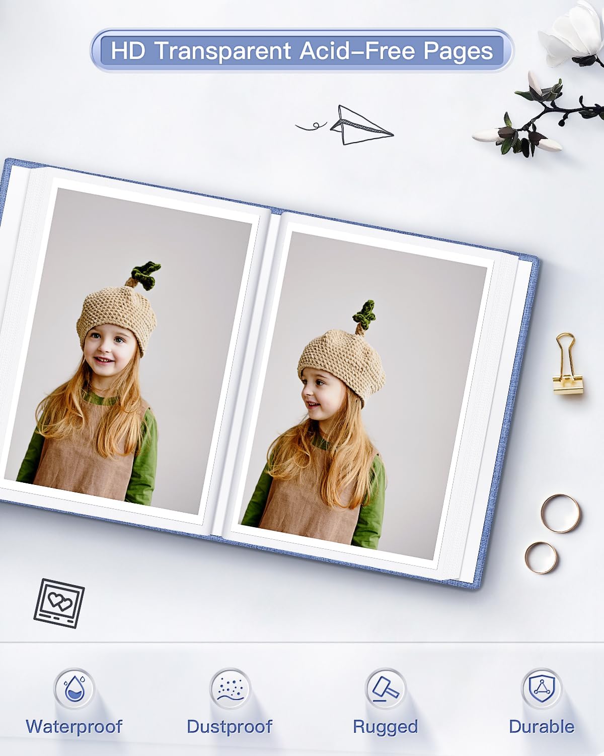 popotop Photo Album 4x6-100 Photos Photo Books with 100 Vertical Pockets,Linen Cover Albums for Family Wedding Anniversary Baby Vacation Pictures