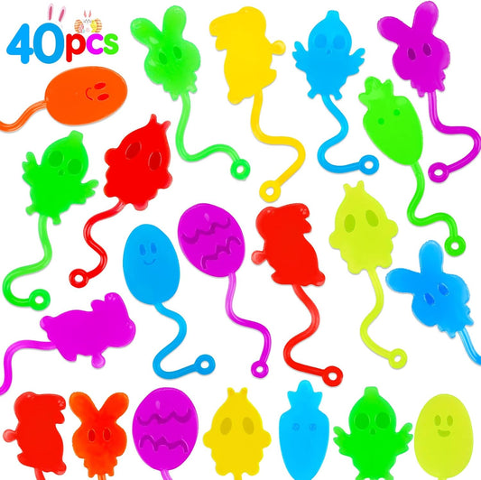 40 Pcs Easter Sticky Hands for Kids, Plastic Easter Eggs Fillers Basket Stuffers for Toddler Boys Girls Easter Eggs Hunt Games Party Favors Supplies Classroom Prizes Goodie Bag Fidget Sensory Toy Bulk