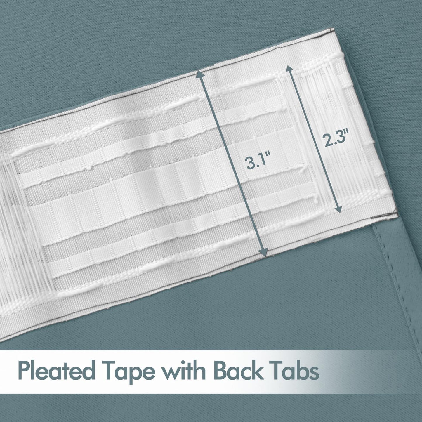 MIULEE Greyish Blue Back Tab Blackout Curtains 90 Inches Long 2 Panels Set for Living Room Bedroom Privacy, Rod Pocket/Pinch Pleat Thermal Insulated Room Darkening Pleated Light Blocking Drapes