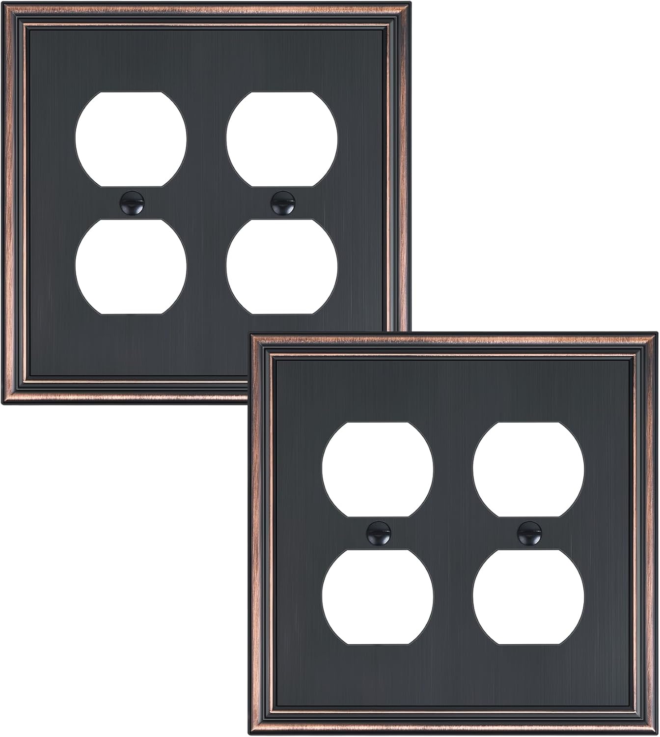 2-Pack Double Duplex Outlet Cover, Aged Bronze Decorative Switch Plates and Outlet Covers for Electrical Outlets, Durable Zinc Alloy Wall Plates, 2 Gang Receptacle Cover, Corrosion Resistant