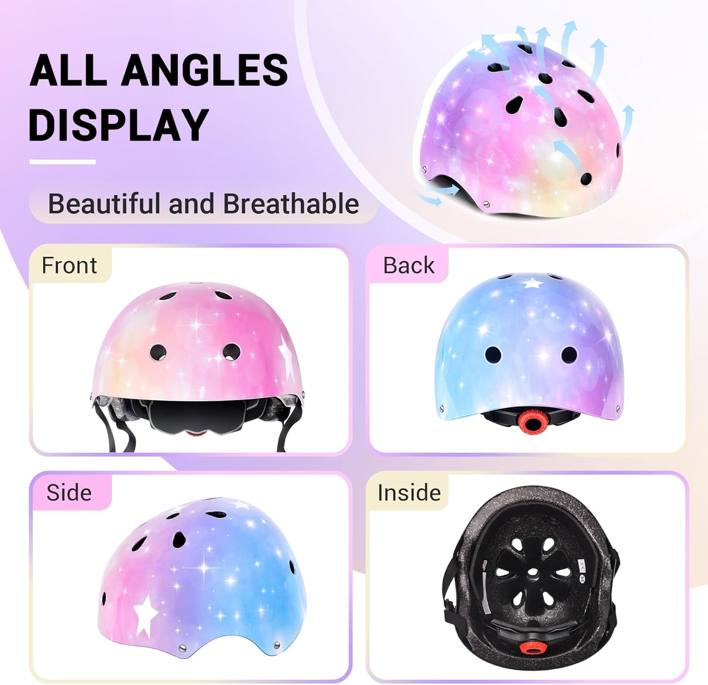 Kids Helmet for 2-3-5-8-14 Ages Girls and Boys, Ventilation and Impact Resistance Toddler Helmet for Multi-Sport Bicycle Scooter Inline Roller Skate and Skateboarding