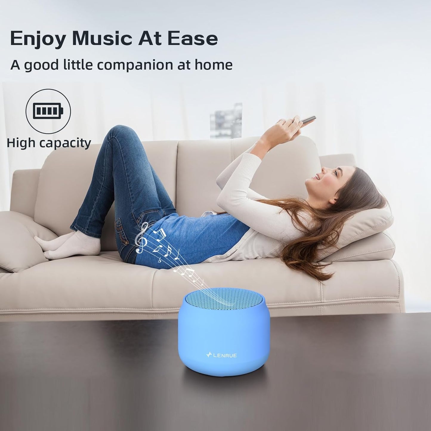 LENRUE Portable Bluetooth Speakers,Waterproof Wireless Speaker, Metal Small Speaker,5W Clear Crystal Sound,Long Playtime time, Colorful Light, Gift for Men and Women