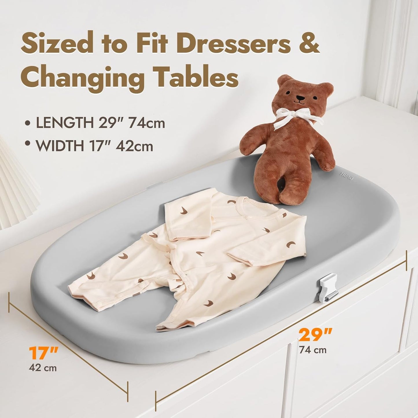 Papablic Wipeable Baby Changing Pad with Removable Safety Strap, Easy to Clean & Non-Slip Waterproof, Changing Pad for Dresser,Bed