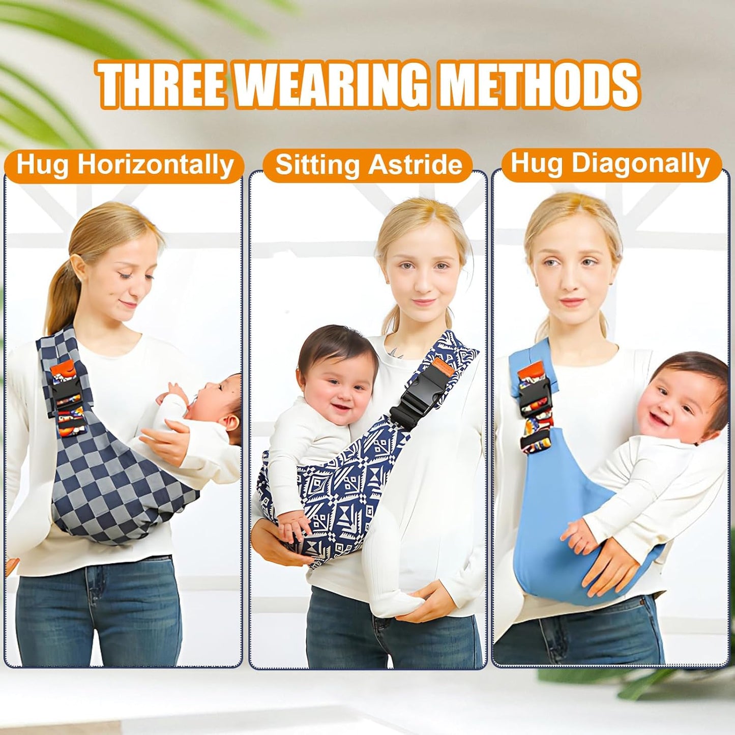Baby Sling Carrier Newborn to Toddler Adjustable One-Shoulder Design with Hip Seat Support, Labor-Saving Baby Wraps Carrier 10-30 lbs(Blue)