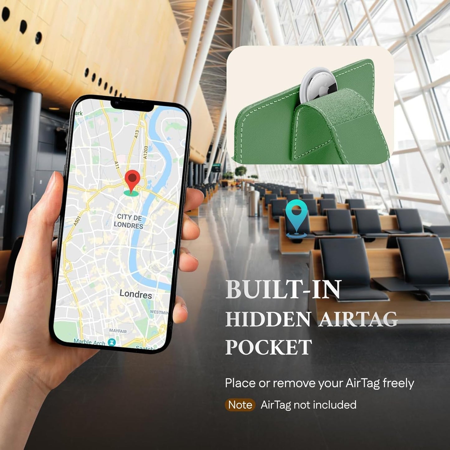 ALLIVE Rfid Passport Holder for Travel, Women, Rfid Passport Cover Wallet, Genuine Leather Passport Holder for Travel with AirTag Hidden, Airport Essentials, Travel Gifts (Avocado Green)