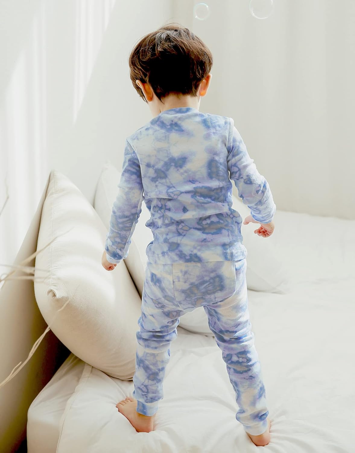 VAENAIT BABY 12M-12Y Toddler Kids Boys Girls 100% Cotton Marbling Tiedye Sung Fit Sleepwear Pajamas 2pcs Pjs Set