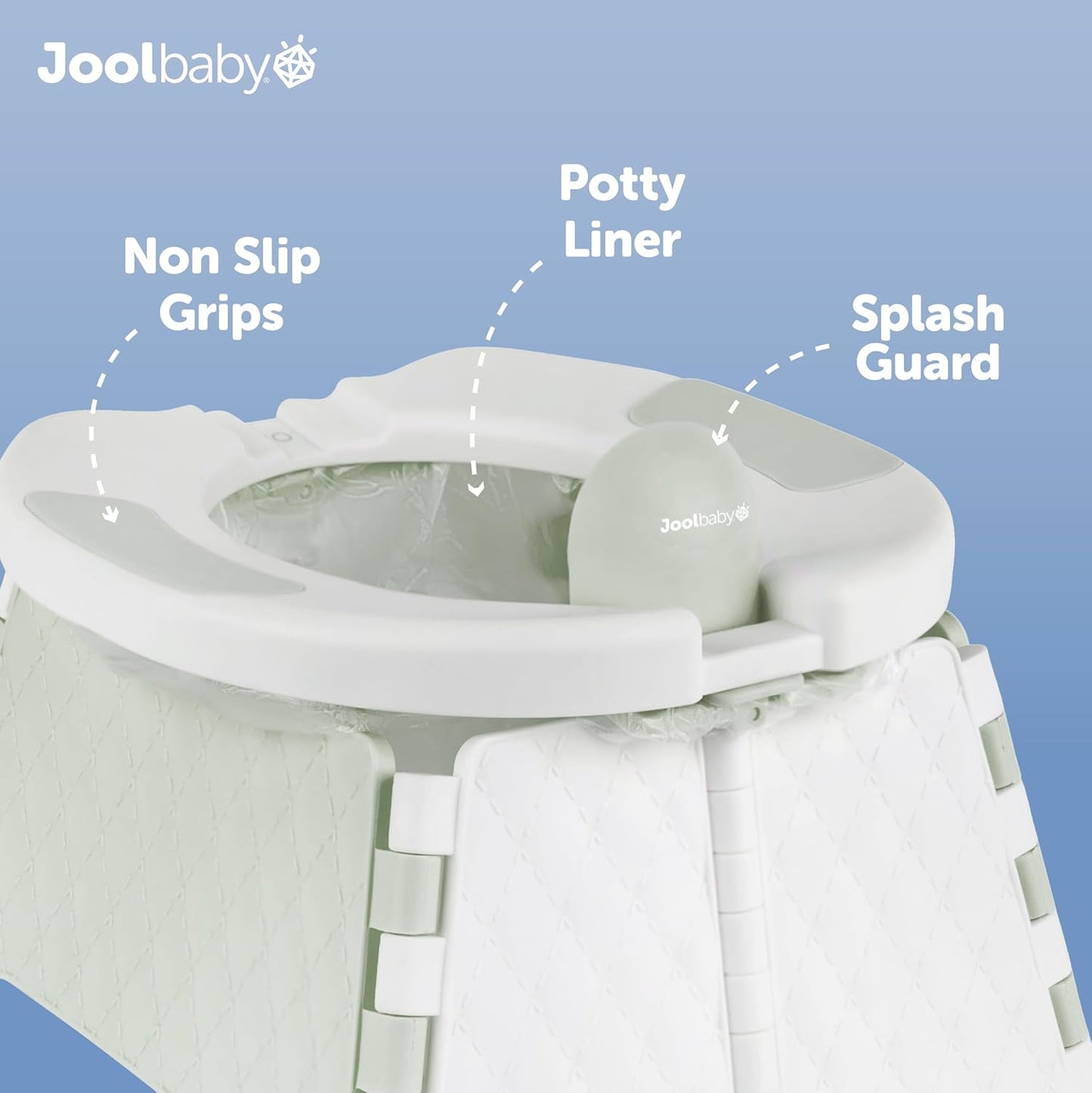 Jool Baby Portable Potty Training Chair with Travel Bag and 30 Liners, Foldable, Indoor/Outdoor Use, Camping (Sage)