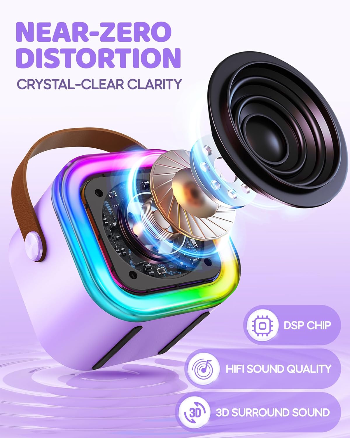 IROO Mini Karaoke Machine for Kids, 2025 TOP Toys Birthday Gifts Ideas for Girls Ages 4, 5, 6, 7, 8, 9, 10, 12+ Years Old, Portable MP3 Player with 4 Wireless Mics for Party