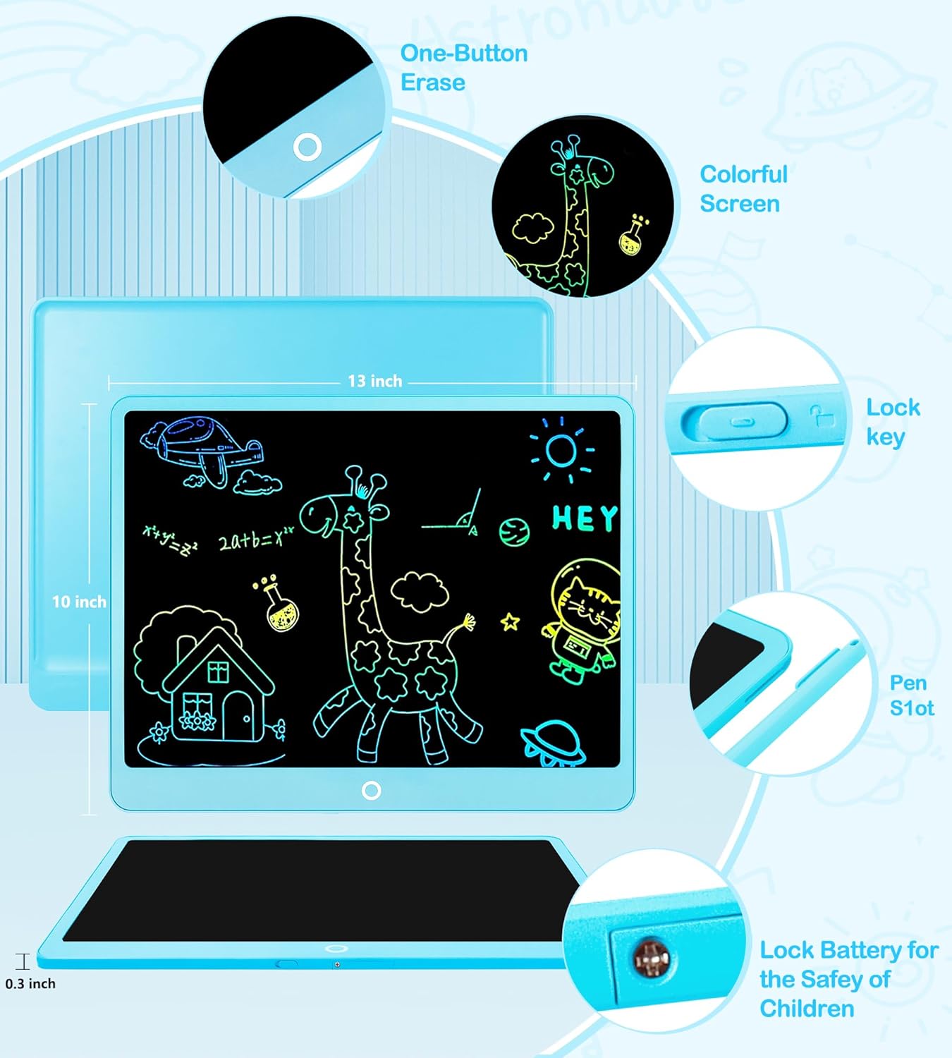 LCD Writing Tablet Doodle Board, 16inch Colorful Drawing Tablet Writing Pad, Kids Travel Essentials, Toddler Toys for 3 4 5 6 7 8 Year Old Girls Boys- Christmas and Birthday Gifts