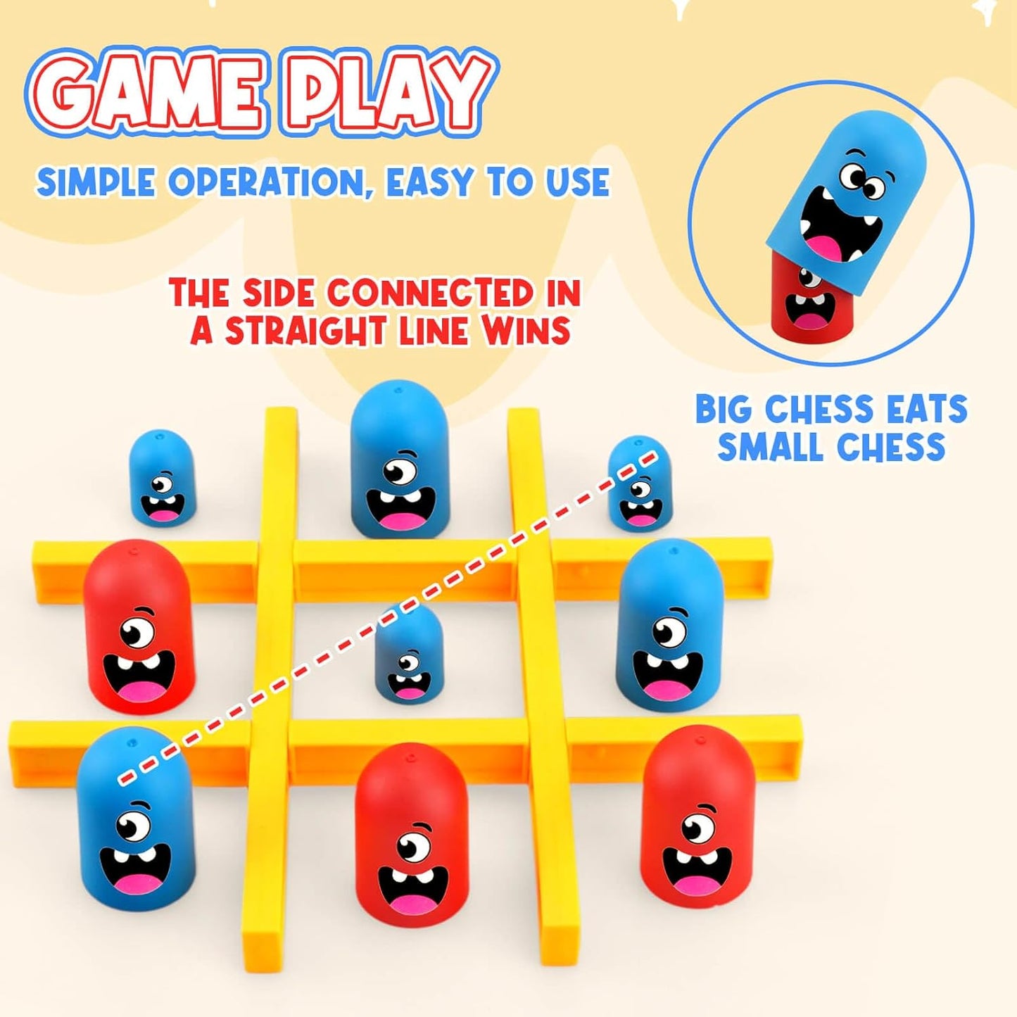 Tic Tac Toe Game: Kids’ Board Game Nesting Tic Tac Toe Strategic Board Game for Kids and Adults, Strategy Head to Head Games Boosts Logical Thinking Suitable Party Family Tabletop Games
