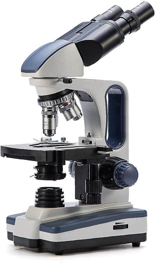 SWIFT SW350B 40X-2500X Magnification, Siedentopf Binocular Head, Research-Grade Compound Lab Microscope with Wide-Field 10X and 25X Eyepieces, Mechanical Stage, Abbe Condenser