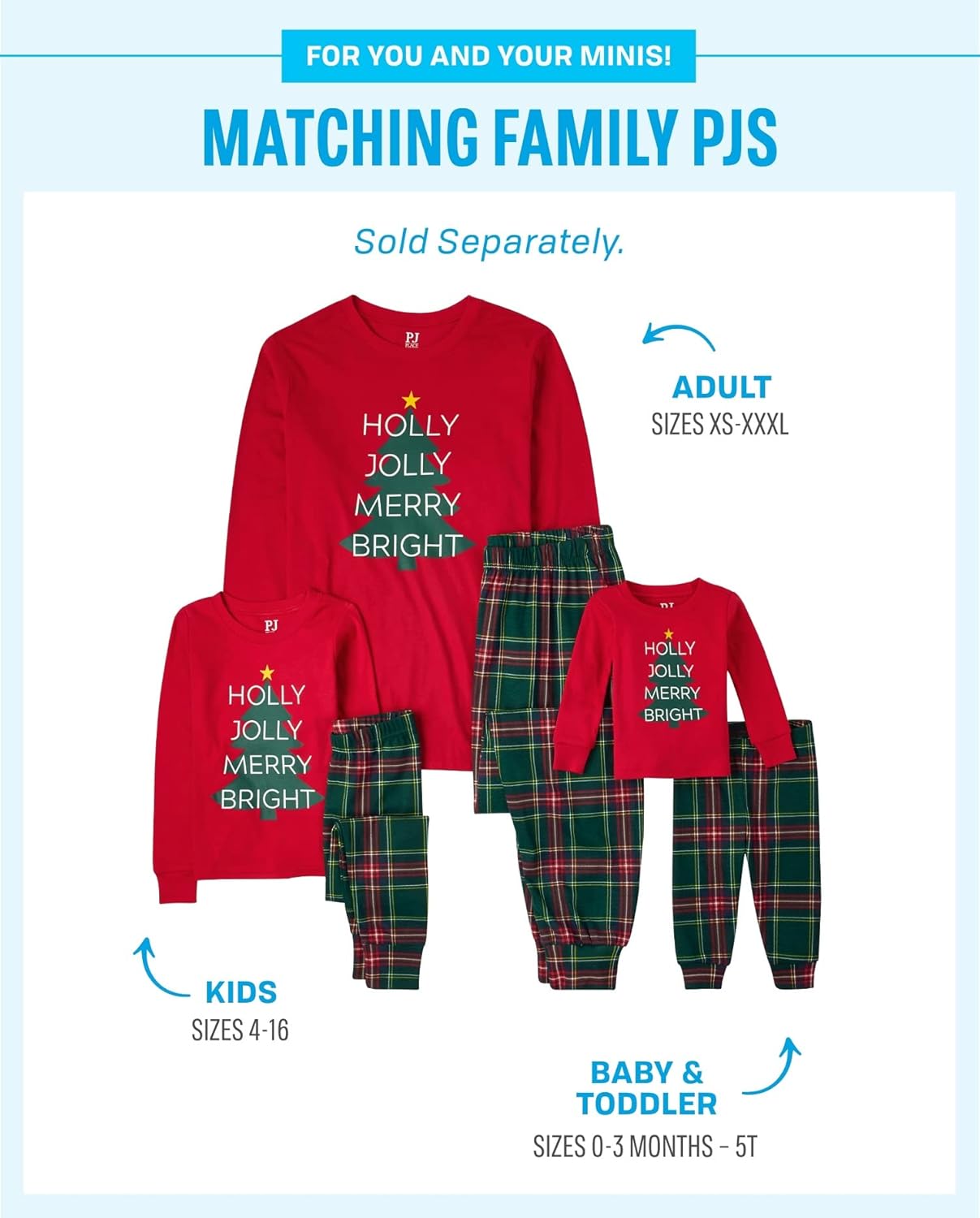 The Children’s Place Family Matching, Christmas and Holiday Pajama Sets, Cotton