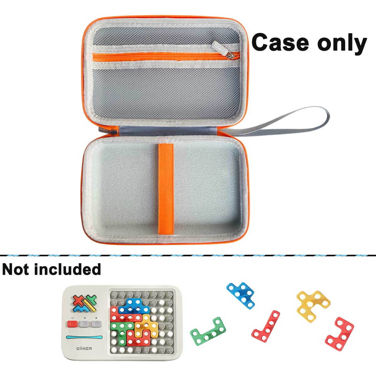 JCHPINE Hard Carrying Case for GiiKER Super Blocks Puzzle Game, Protective Storage Holder for GiiKER Brain Teaser Puzzles Interactive Handheld Game Console Accessories (Orange Case only)