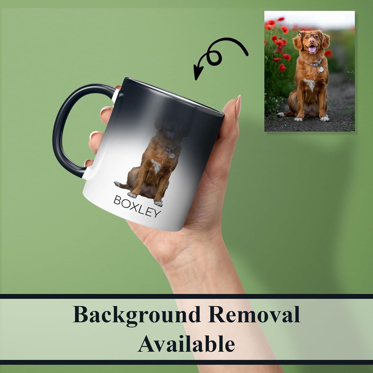 Personalized Coffee Mug, Magic Color Changing Photo Text 11 Oz Ceramic Mug, Customized Picture Name Tea Cup, Custom Fathers Day Mug, Taza Cafe Personalizadas Fotos, Gifts Women Men Mom, Black CC